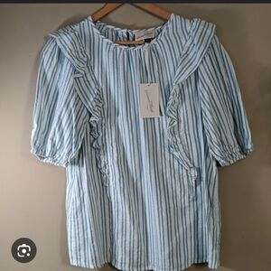 Universal Thread Blue and White Striped Blouse